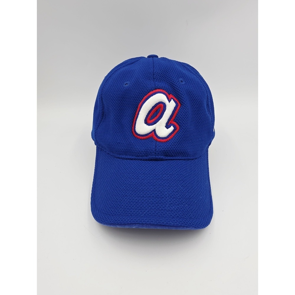 Atlanta Braves New Era 3930 Fitted Baseball Cap Size Medium-Large Blue Lowercase